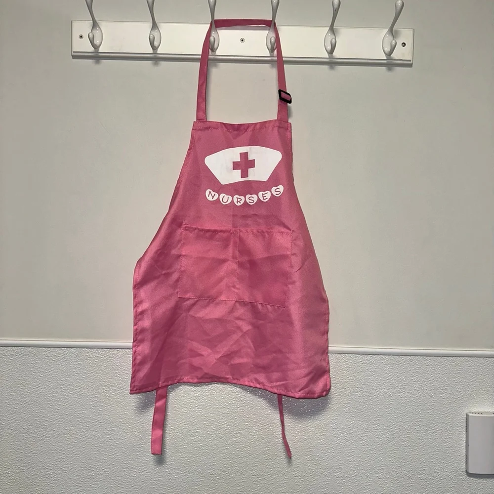 Kids Nurse Costume Apron Pink/White One Size Halloween Pretend Play